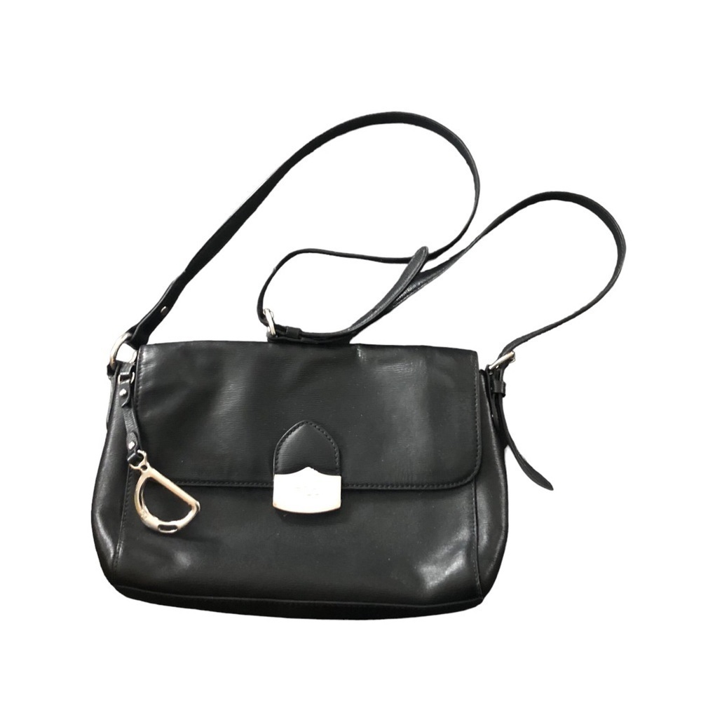VTG Lauren Ralph Lauren Black Crossbody Shoulder Bag Leather Inner Pockets 10X8